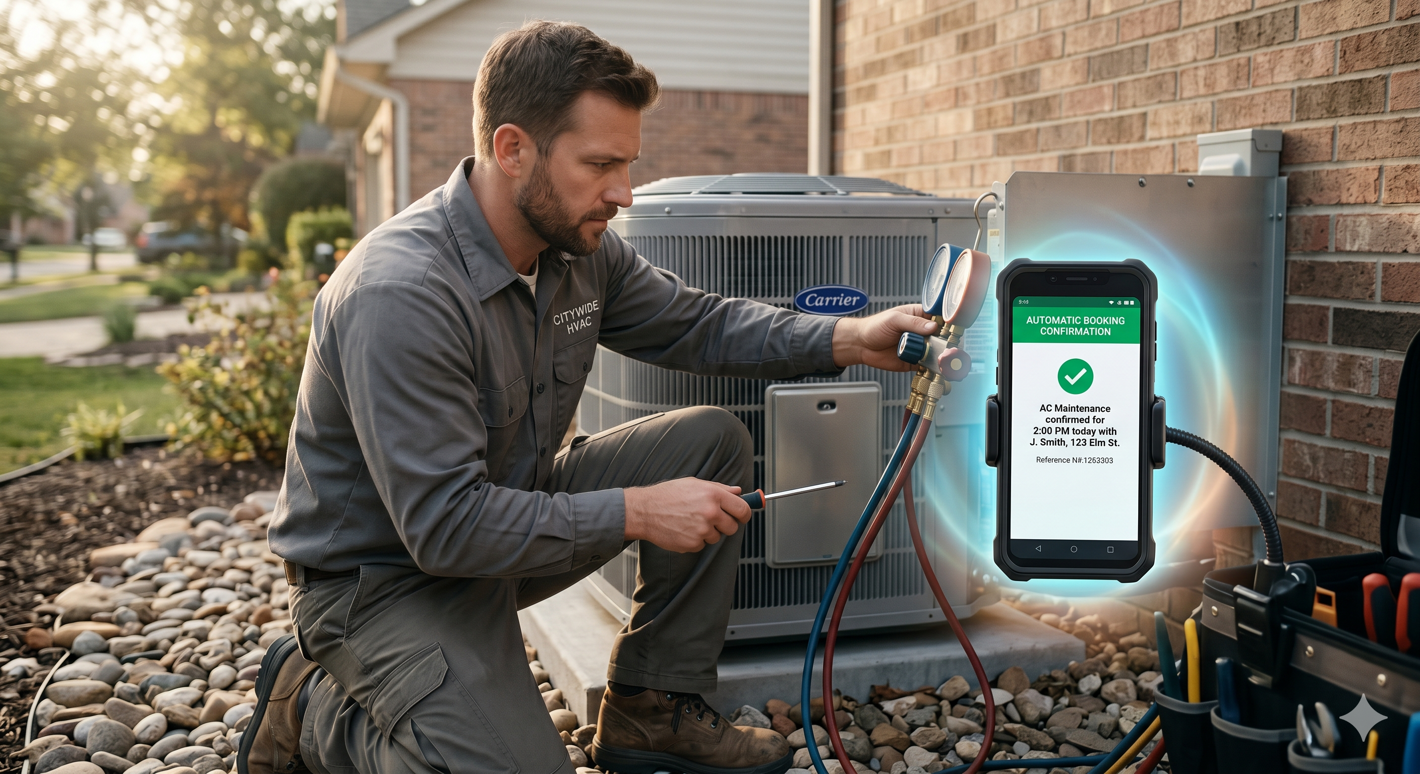 HVAC AI booking assistant Houston answering calls and booking appointments 24/7