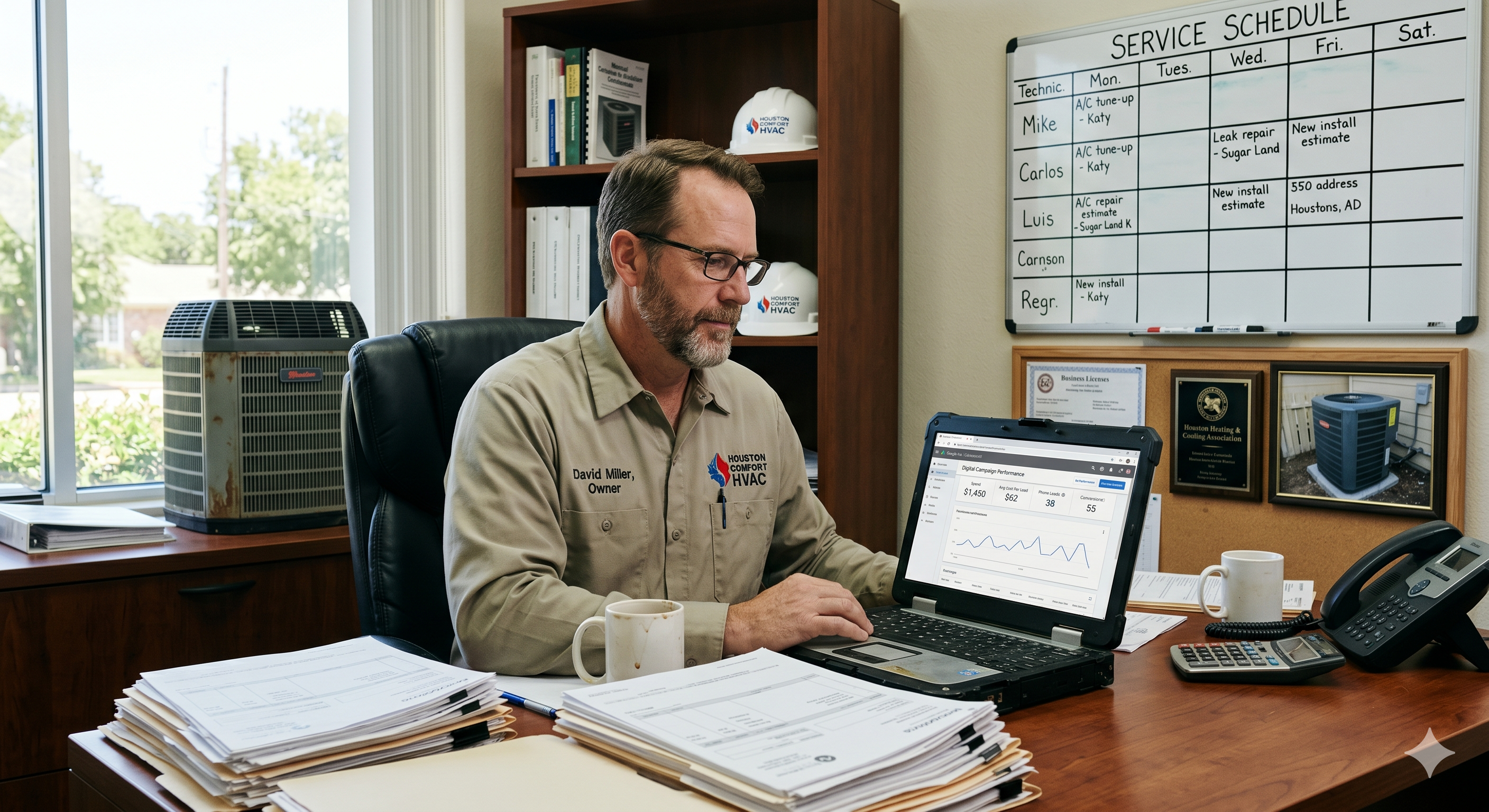 HVAC Google Ads budget Houston planning for cost per lead and booked jobs