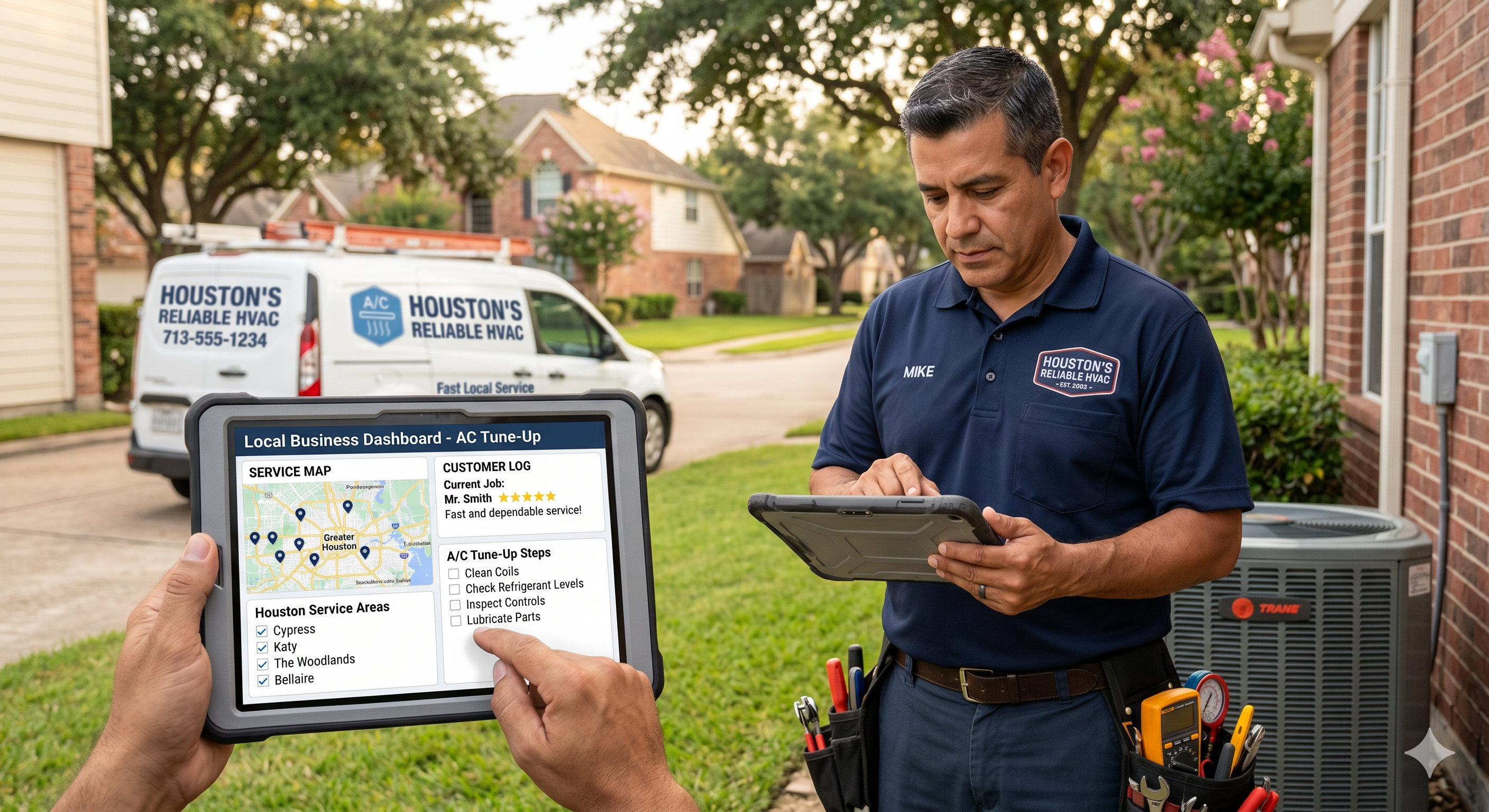 Local SEO checklist for HVAC companies in Houston covering maps reviews and lead capture